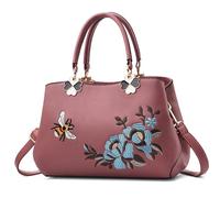 Sac à Main Dames de Varlivoo Élégante - Bandoulière de Messager avec Broderie et Cuir PU Rose à Secs A à Porter en Main ou Sac de Cours pour Voyager et liés Utilités