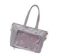Sac à main de grande capacité pour femme - Sac à bandoulière transparent décontracté sur le thème de l'anime - Pour l'école et les voyages, violet clair, One Size