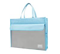 Sac à main de poche pour 3 documents, sac de rangement à 2 couches avec grande capacité et fermeture éclair, poche de classement A3 avec poignée pour documents, cartes, messages, magazines, bleu