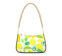 Sac à main de soirée aquarelle jaune citrons sac à main femme pochette esthétique dames sac à bandoulière floral fermeture éclair