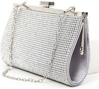 Sac à main de soirée pour femmes avec tous les carrés de strass pour le mariage-banquet-party-bal de fin d'année, argent