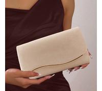 Sac à main de soirée pour femmes de grande taille, beige, avec chaîne amovible pour mariage élégant, sac de fête et de mariée. Parfait pour fête, mariage, bal de promo, dîner/banquet, assorti avec rob