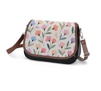 Sac à main de style vintage pour femme avec imprimé floral aquarelle, sac à bandoulière en cuir respectueux de l'environnement avec sangle amovible
