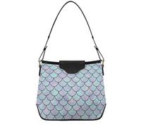 Sac à main de taille moyenne avec poches à fermeture éclair, sac fourre-tout tendance pour femme, sac fourre-tout tendance pour le bureau, la ville, sirène turquoise pastel