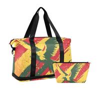 Sac à main de voyage avec sac de toilette pour voyages d'affaires - Grande capacité - Motif oiseaux - Rouge-jaune, Journée nationale des anciens combattants de la guerre du Vietnam Oiseau rouge-jaune,