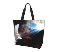 Sac à main de voyage de grande capacité avec imprimé éléphant et animal blanc pour femme - Sac fourre-tout à bandoulière adapté pour les voyages et la salle de sport, Dove Sun Art, Taille unique