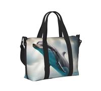 Sac à main de voyage léger et pliable avec imprimé dauphin qui vous regarde, pour tous les jours, les week-ends, la salle de sport, les vacances