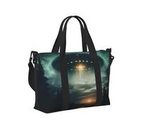 Sac à main de voyage léger et pliable avec imprimé OVNI la nuit pour femmes hommes vacances aventures en plein air