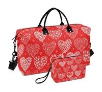 Sac à main de voyage « Merry Christmas Happy Valentine's Day » rouge - Sac de sport fourre-tout avec sangle réglable pour le sport - Imperméable - Joyeux Noël - Happy Valentine's Day - Rouge, 1