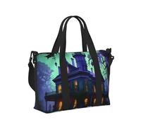Sac à main de voyage portable pliable avec imprimé manoir hanté noir pour w nd, gym, vacances