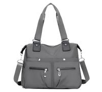 Sac à main de voyage tendance en nylon léger - Sac à bandoulière polyvalent - Pour homme - Aspect cuir, gris, Taille unique