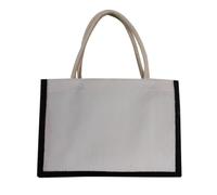 Sac à main décontracté en toile de jute patchwork fourre-tout pour femme, fille, adolescente, grande capacité, voyage, F C., Medium