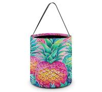 Sac à main d'Halloween pour bonbons ou friandises - Sac cadeau de fête pour enfants avec poignées - Trois grands ananas imprimés pour décoration d'intérieur festive