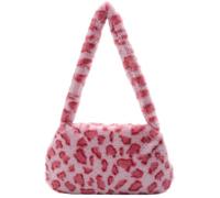 Sac à Main D'hiver Mini sac à bandoulière imprimé vache for femmes, 1 pièce, aisselles en peluche d'hiver, fourre-tout moelleux