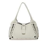 Sac à main d'inspiration rétro avec rivets en cuir PU et rivets Grande capacité Sac à main pour amateur de mode clouté, blanc, One Size