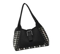 Sac à main d'inspiration rétro avec rivets en cuir PU et rivets Grande capacité Sac à main pour amateur de mode clouté, Noir , One Size