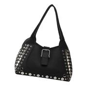 Sac à main d'inspiration rétro avec rivets en cuir PU et rivets Grande capacité Sac à main sous les bras pour amateur de mode Sac à main en cuir PU, Noir , One Size