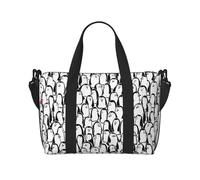 Sac à main élégant avec imprimé foule de pingouins - Sac à bandoulière pour voyage, week-end, nuit, sac de sport, sac de sport, noir, taille unique, Noir , Taille unique