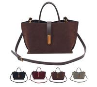 Sac à main élégant de couleur unie de style français vintage en cuir pour femme, Daim Marron café, M