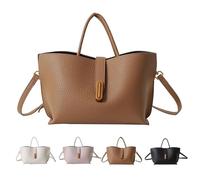 Sac à main élégant de couleur unie de style français vintage en cuir pour femme, marron, M