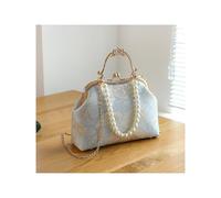 Sac à main élégant for femme, sac bandoulière avec chaîne en perles, vintage for mariage(Blue B)