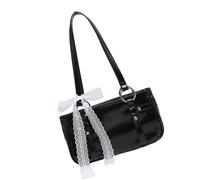 Sac à main élégant inspiré du punk avec chaîne en alliage style rétro pour un usage quotidien et une fête, Dentelle noire, One Size