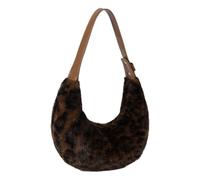 Sac à main élégant pour femme Imprimé léopard Sac à bandoulière en peluche douce Sac à main sous les bras pour plus de confort et de style unique Sac à main pour femme, marron foncé, One Size