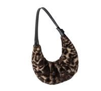 Sac à main élégant pour femme Imprimé léopard Sac à bandoulière en peluche douce Sac à main sous les bras pour plus de confort et de style unique Sac à main pour femme, marron, One Size