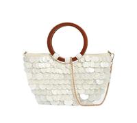 Sac à Main en Coquillages Fait à la Main - Pochette de Luxe à Paillettes avec Poignée Supérieure pour Femme, Parfait pour les Soirées à la Plage