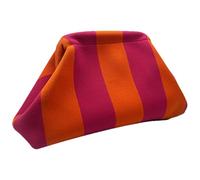Sac à main en crochet pour femme | Sac à main | Sac à main de plage | Kiss Lock | Fermeture à verrou tissé décontracté pour la plage, le dîner, les mariages, Violet/orange., Refer to description