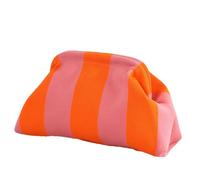 Sac à main en crochet pour femme | Sac à main | Sac à main de plage | Kiss Lock | Fermeture à verrou tissé décontracté pour la plage, le dîner, les mariages, Rose/orange., Refer to description