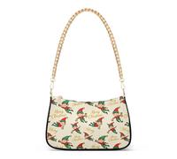 Sac à main en cuir avec chaîne en cuir pour femme Motif lutin mignon et joyeux Noël