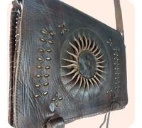 Sac à main en cuir "Dorah" 22x28cm marron foncé I Sac à bandoulière marocain cousu sur cuir I 100% artisanal I bandoulière réglable, marron foncé