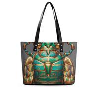 Sac à main en cuir exquis pour femme, sac à main imprimé scarabées égyptiens, sac à main en cuir à motif litchi adapté pour les femmes pour les voyages, le fitness et les trajets quotidiens, Scarabées