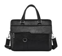 Sac à main en cuir for hommes, mallette for ordinateur portable, sacoche à bandoulière, portefeuille d'affaires for documents A4 Pour Homme(Black)