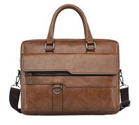 Sac à main en cuir for hommes, mallette for ordinateur portable, sacoche à bandoulière, portefeuille d'affaires for documents A4 Pour Homme(Khaki)