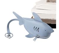Sac à Main en Cuir Mignon Portable avec Fermeture éclair, Porte-Monnaie Porte-clés en Cuir en Forme de Requin, pour Femmes, et Filles, pour Petits Objets en Plein air, Bleu Clair, Voir la