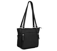 Sac à main en cuir nappa véritable fait à la main pour femme - Sac de voyage pour le travail quotidien et l'iPad, Noir , Medium