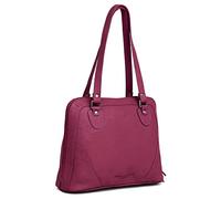 Sac à main en cuir nappa véritable fait à la main pour femme - Sac de voyage pour le travail quotidien et l'iPad, Bordeaux clair, Medium