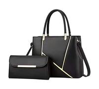 Sac à main en cuir pour femme - 2 pièces tendance - Ensemble de sacs à main pour guitares - Sac à dos pour 39, Noir , Taille unique