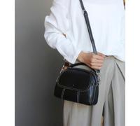 Sac à main en cuir pour femme (noir) 2025, en cuir de vachette véritable, texture avancée et polyvalente.