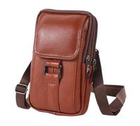Sac à main en cuir pour homme Sacs de messager portables for hommes, sac ceinture en cuir, Simple multi-poches décontracté for le Sport plein air(Brown)
