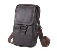 Sac à main en cuir pour homme Sacs de messager portables for hommes, sac ceinture en cuir, Simple multi-poches décontracté for le Sport plein air(Dark Brown)