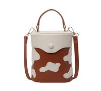 Sac à main en cuir PU avec motif de lait contrasté pour femme, sac à main coréen, décontracté, sac à main à bandoulière, grande capacité, marron, One Size