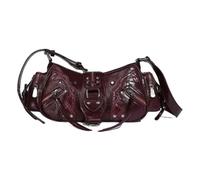 Sac à main en cuir synthétique à rivets pour femmes Sac à main de soirée pour femme Sac à main de lecture de mode Organisation simple et durabilité Style moto rétro, rouge