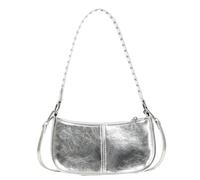 Sac à main en cuir synthétique pour femme - Couleur vive - Style coréen - Style coréen - Pour tous les jours - Style coréen - Bandoulière en cuir synthétique - Tendance, Argenté., One Size