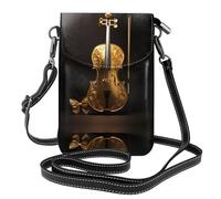 Sac à main en cuir synthétique pour femme - Tons dorés - Motif papillon et violoncelle - Cuir synthétique doux, durable et imperméable - Pratique pour un usage quotidien et les voyages, noir, Taille