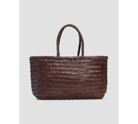 Sac à Main En Cuir Tressé Marron Dragon Diffusion Bamboo Triple Jump Big 8810-dar