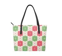 Sac à main en cuir végétalien avec motif flocons de neige rouge et vert pour femme, sac fourre-tout de Noël avec poignée sur le dessus, grand sac à bandoulière pour le quotidien, le travail, les