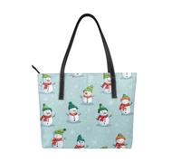 Sac à main en cuir végétalien avec poignée sur le dessus, motif bonhomme de neige et flocon de neige pour femme, sac fourre-tout de Noël pour le quotidien, le travail, les voyages